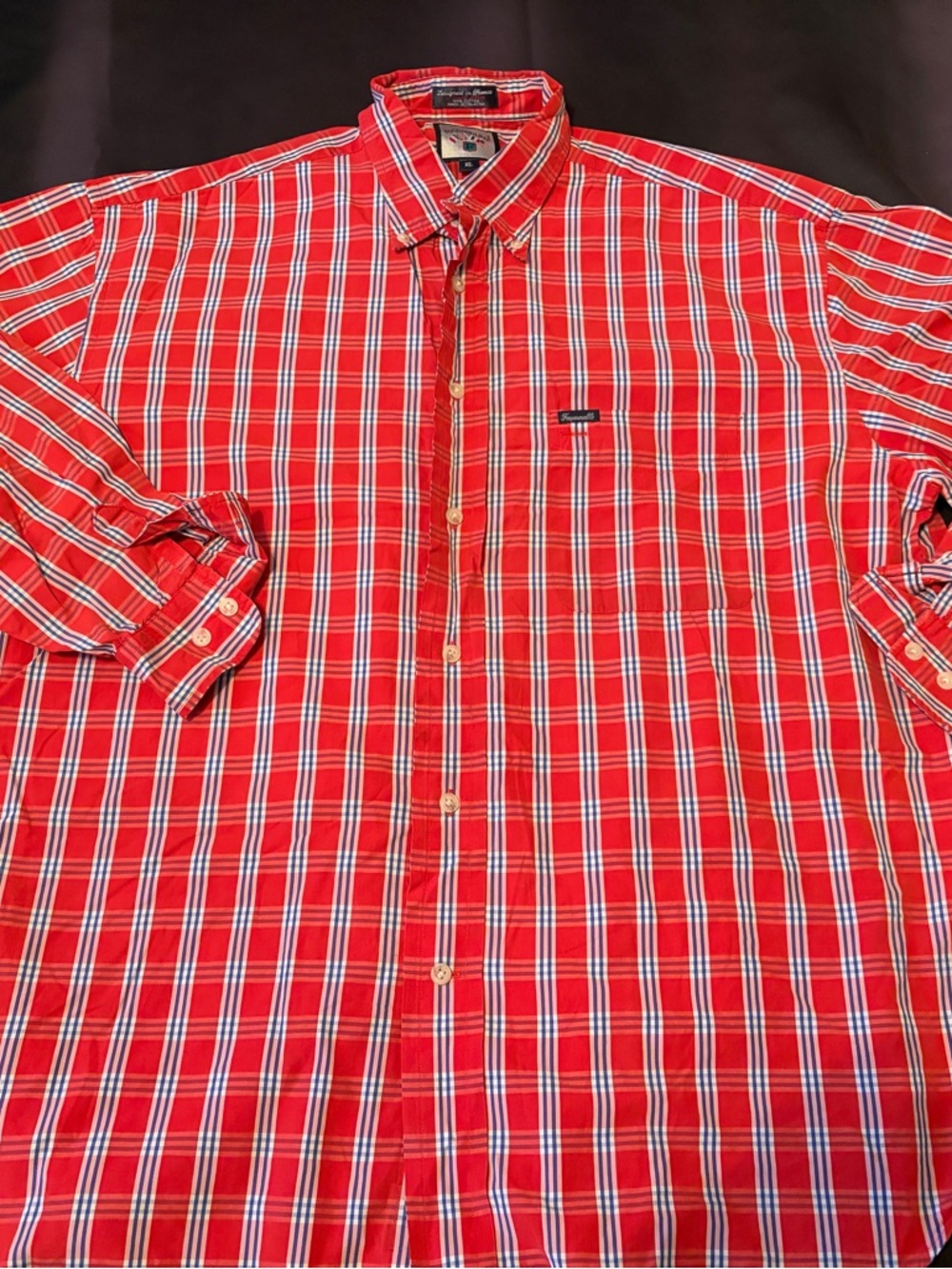 Faconnable Red Plaid Button-Down Shirt for Men